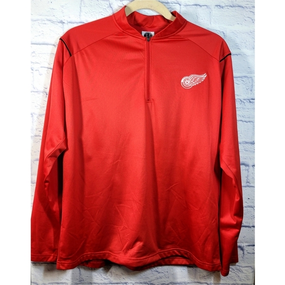 Detroit Red Wings NHL Official Collar Jacket Pull Over Size 2XL Red Hockey Sport